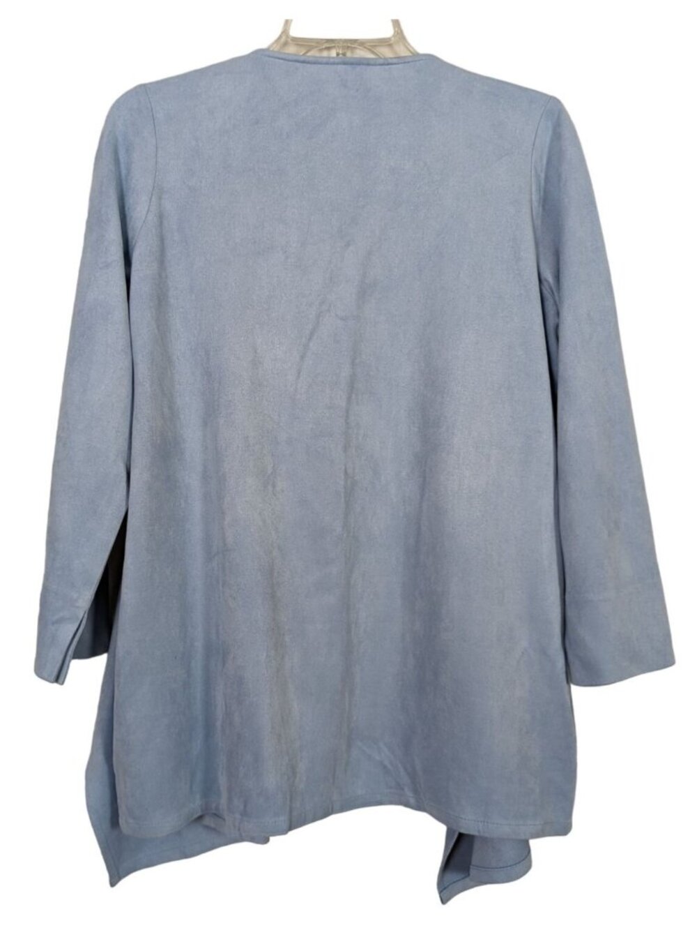 Gretchen Scott long sleeve blue faux suede waterfall open cardigan S - Picture 3 of 7